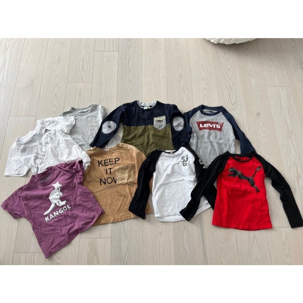 Kangol, Zara, Puma Levi's, Adidas etc... Set of 8 Long Sleeve Boy's Shirts 6 yrs